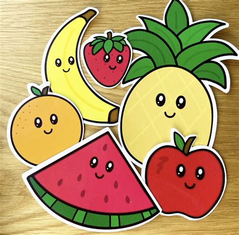 Fruit Sticker Pack Kawaii Fruit Stickers Etsy