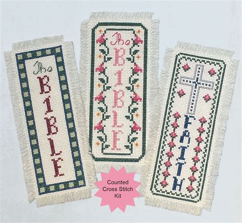 Bible Faith Religious Bookmarks Counted Cross Stitch Kit 14 Count Aida
