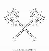 Battle Axe Medieval Axes Crossed Vector Isolated Illustration Drawn Hand Background Shutterstock Ax sketch template