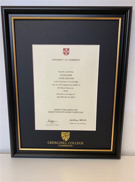 Churchill College Certificate Frame Ryder And Amies