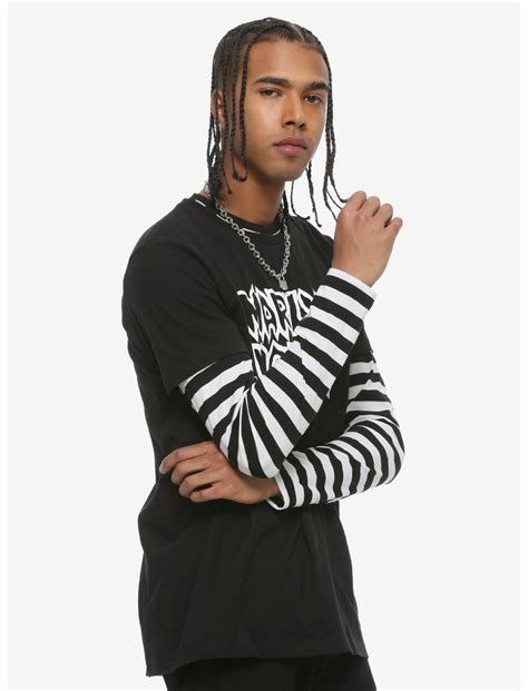 Black And White Striped Long Sleeve T Shirt Hot Topic