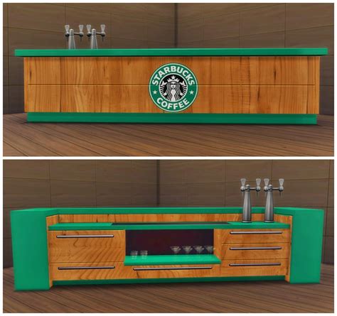 Updated Bar Added Starbucks Set By Serialsimmer Sims 4 Restaurant