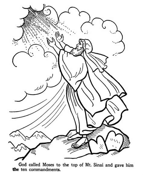 Free printable 10 commandments coloring pages for kids that you can print out and color. Moses On The Top Of Mount Sinai Receive The Ten ...
