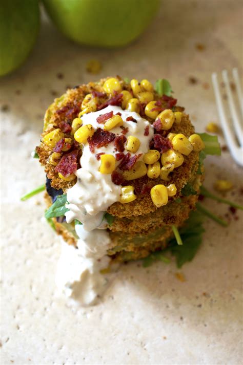 Cherry tomatoes, onions, scallions and cilantro (vegan) (gluten free) …8. Fried Green Tomato Stack