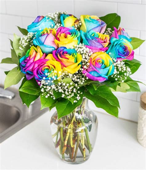 One Dozen Wild Rainbow Roses At From You Flowers