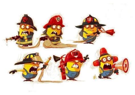 Firefighter Minions Bombero Animado Caricaturas Dibujos Animados