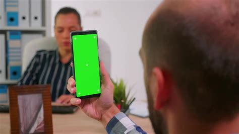 Manager Using A Green Screen Phone Stock Video Motion