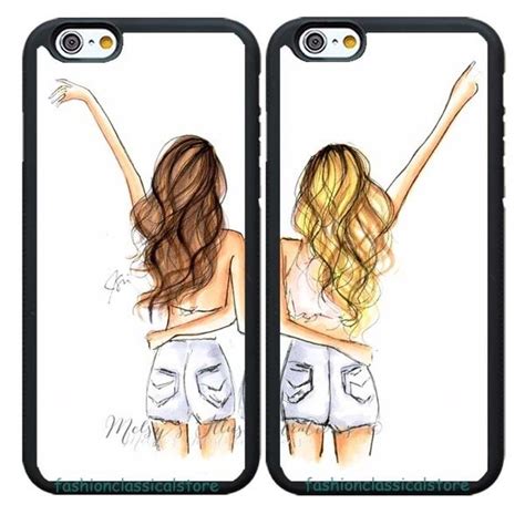 2pcs Best Friends Bff Girl Matching Cell Phone Covers Rubber Case For