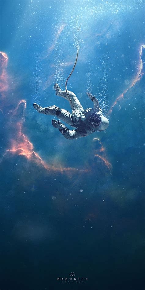 Download Wallpaper 1080x2160 Artwork Cosmonaut Fall Space Depth