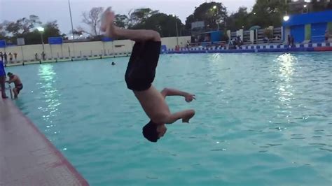 How To Do Back Flip In Swimming Pool Slow Motion Youtube