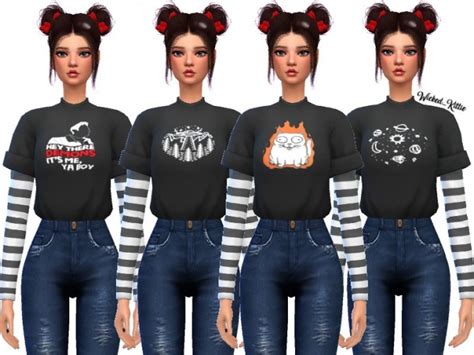 Kassi Layered Tee Shirts By Wickedkittie At Tsr Sims 4