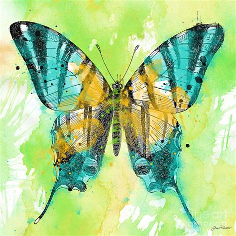 Butterfly On Green Watercolor B Painting By Jean Plout Fine Art America