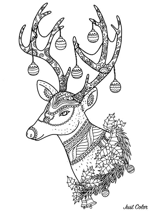 Renne noel nontachai hengtragool  Noël  Coloriages difficiles pour
