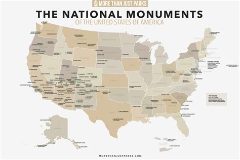 Complete List Of National Monuments Printable Map By State