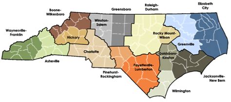 North Carolina Regions Map Printable