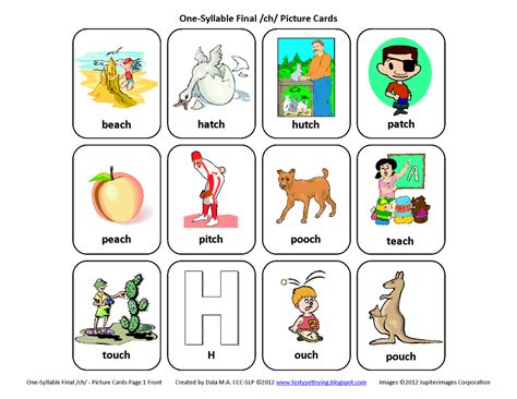 Testy yet trying: Final CH: Free Speech Therapy Articulation Picture Cards