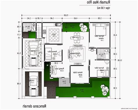 Download denah rumah skala 1 50. Gambar Desain Rumah Minimalis 1 Lantai Luas Tanah 200m2 ...
