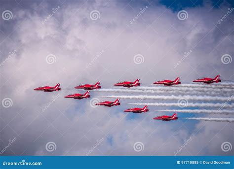 British Aerospace Hawk T1 Of Red Arrows Aerobatics Team At Airshow