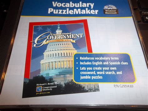 United States Government Democracy In Action Vocabulary Puzzlemaker Cd Rom Windows Macintosh