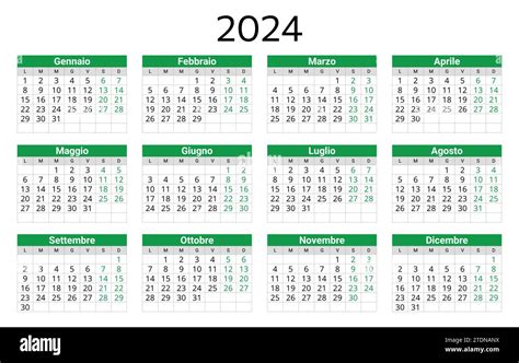 Italian Calendar For 2024 Printable Editable Vector Illustration For