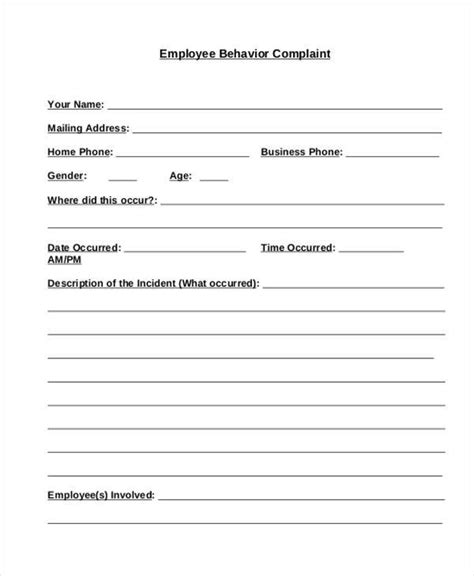 free 9 sample employee complaint forms in ms word pdf