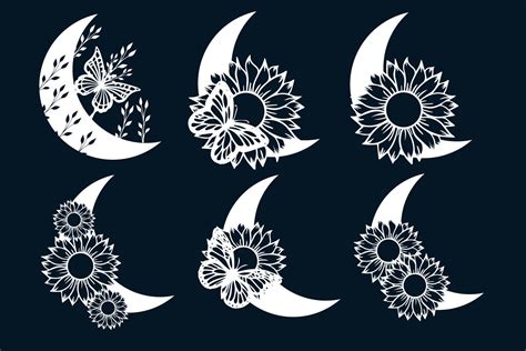 Floral Moon Svg Bundle Graphic By St · Creative Fabrica