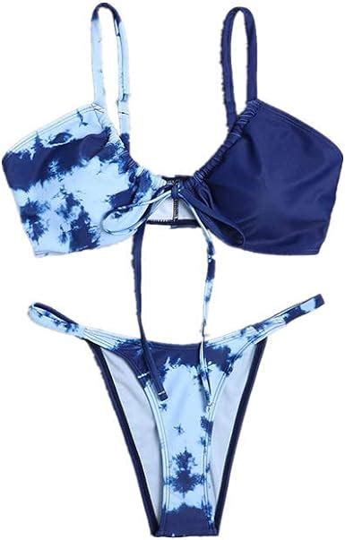 Coolster Frauen Push Up Mode Tie Dye Patchwork Bikini Set Stretch