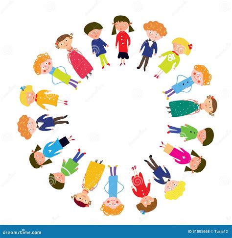 crianças nos desenhos animados do círculo ilustração do vetor ilustração de pouco amigos