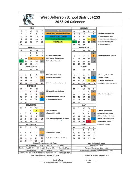 Approved District Calendar | West Jefferson