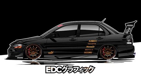 Mitsubishi Lancer Evolution Jdm Anime Samurai Aerography City Car Hot