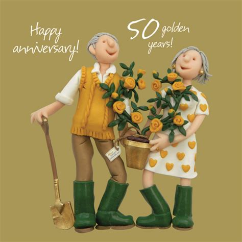 Happy 50th Golden Anniversary Greeting Card One Lump Or Two Cards