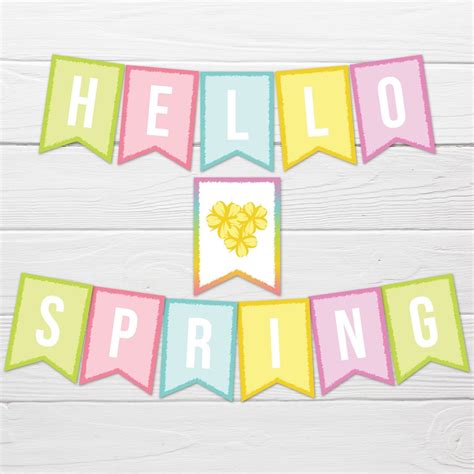 Hello Spring Banner Printable Mantle Garland Welcome Spring Etsy