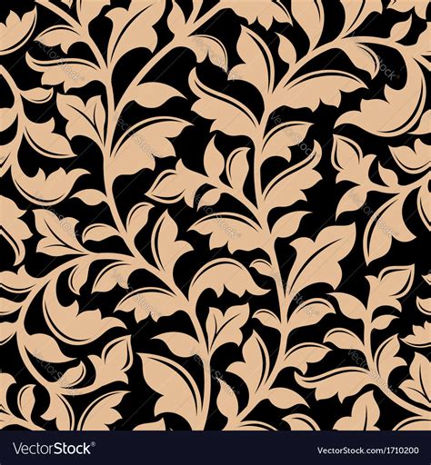 Floral Seamless Pattern With Flourish Elements Vector Image