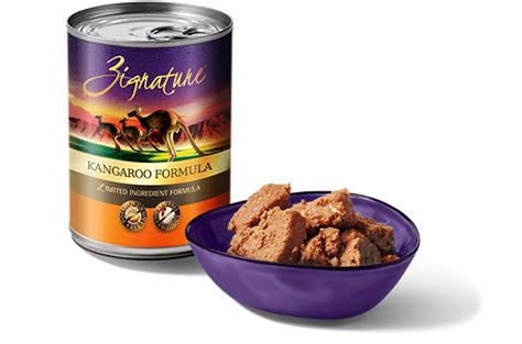 Long ago before commercially produced dog food, dogs ate a lot of the same foods as humans. ZIGNATURE Kangaroo Wet Dog Food » Patsy's Pet Market