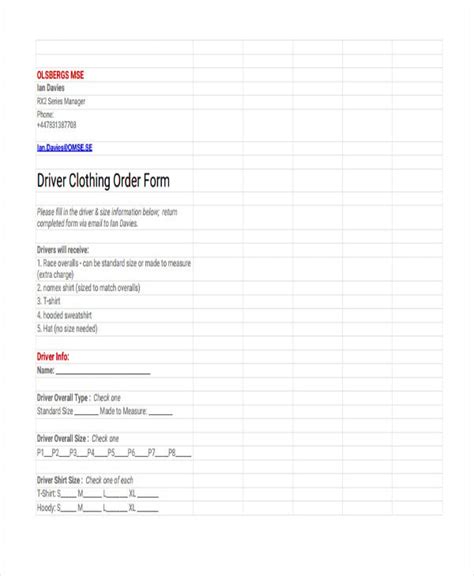 9 Apparel Order Form Templates No Free Word Pdf Excel Format Images