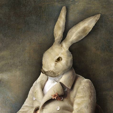 White Rabbit Portrait Print Digital Art Surreal Home Decor Etsy Canada