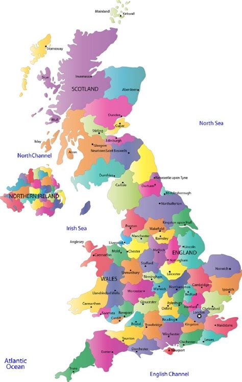 Can you name the ceremonial or geographic counties of england? Colorful England Map showing the cities | England map, Map ...