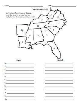 · us states and capitals worksheet; States and Capitals Quizzes by Teach Math Love | TpT
