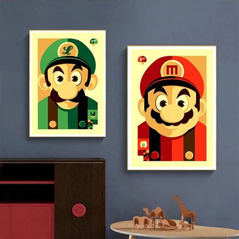 Super Mario Retro Wall Art Home Decor Poster Canvas Kaiteez