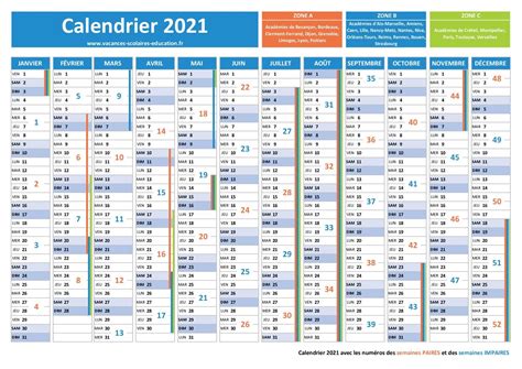 Calendrier Semaine 2021 Avec Vacances Scolaires Vacances Scolaires