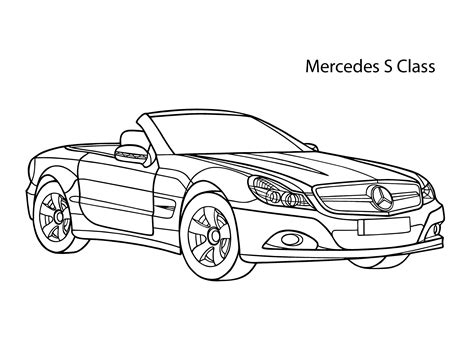 Super car Mercedes S class coloring page, cool car printable free