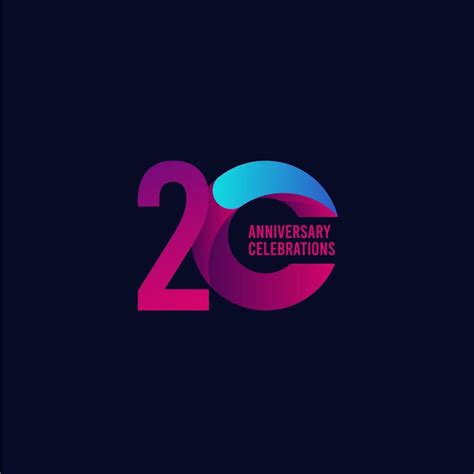 20 Years Anniversary Celebration Purple And Blue Gradient Vector