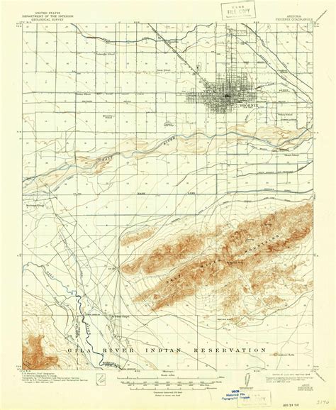 Phoenix Arizona 1914 1946 Usgs Old Topo Map Reprint 15x15 Az Quad