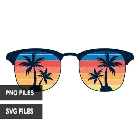 Sunglasses Retro Sunset Palm Trees PNG And SVG Cut Files Etsy