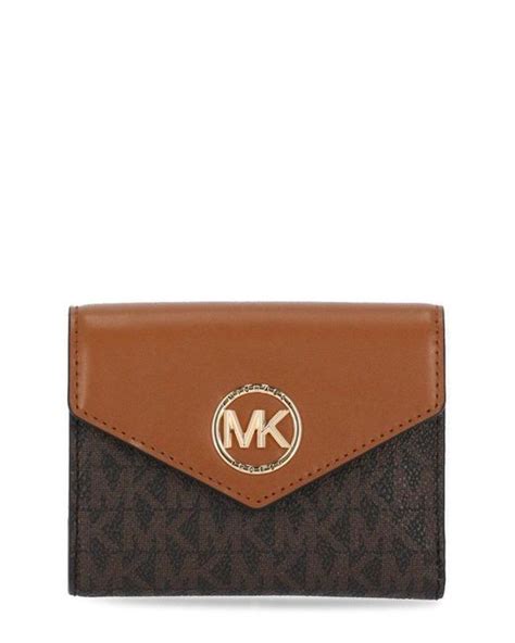 Michael Michael Kors Leather Carmen Medium Tri Fold Wallet In Brown Lyst