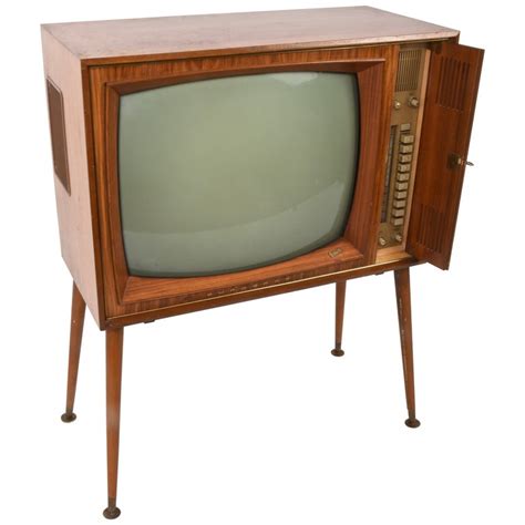 Vintage Tv Graetz Burggraf 1960s Wooden Floor Television Midcentury