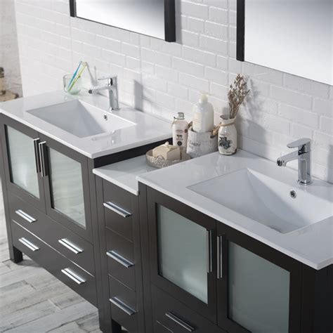 Double sink vanity is constructed with solid wood and provides a contemporary design perfect for any bathroom remodel. Blossom 84 Inch Sydney Double Bathroom Vanity Set In Color ...