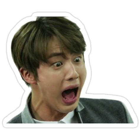 bts 방탄 소년단 jin meme stickers by beanists redbubble