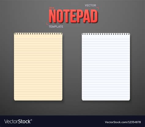 Notepad Set Notebook White Yellow Sheets Vector Image