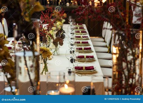 Table Setting In A Restaurant Decorated Stock Photo Image Of